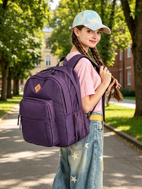 Water-Resistant Solid Color Backpack for College & Travel main image 5